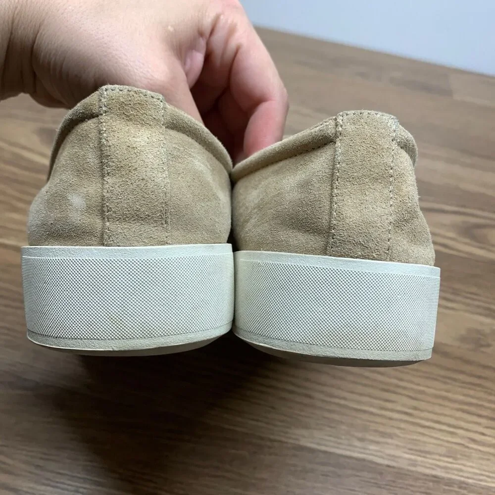 Vince Women's Dune Beige Tan Ghita Suede Slip-On Platform Loafer Shoes Size 7‎